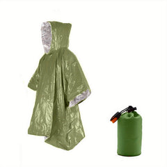Portable Waterproof First Aid Raincoat with Survival Whistle