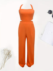 Sleeveless Cut Out Tie Back Jumpsuit