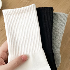 3 Pairs Classic Solid Socks Comfy & Breathable Multi-color Sock Pack