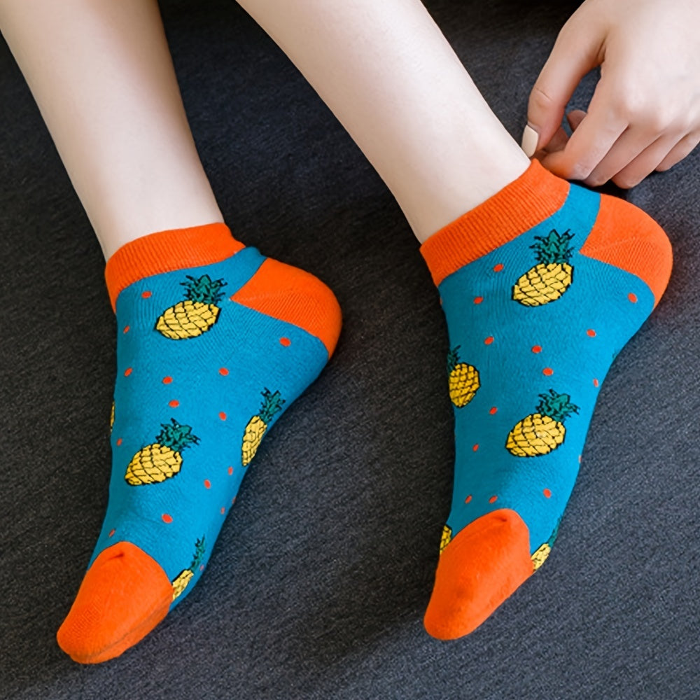 4 Pairs Ankle Socks for Women with Funny Patterns