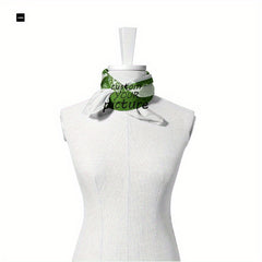 One Piece Green Floral and Leopard Print Square Scarf
