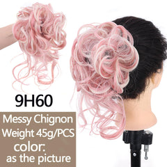 Women's Curly Hair Bun Chignon for Wedding Daily Use
