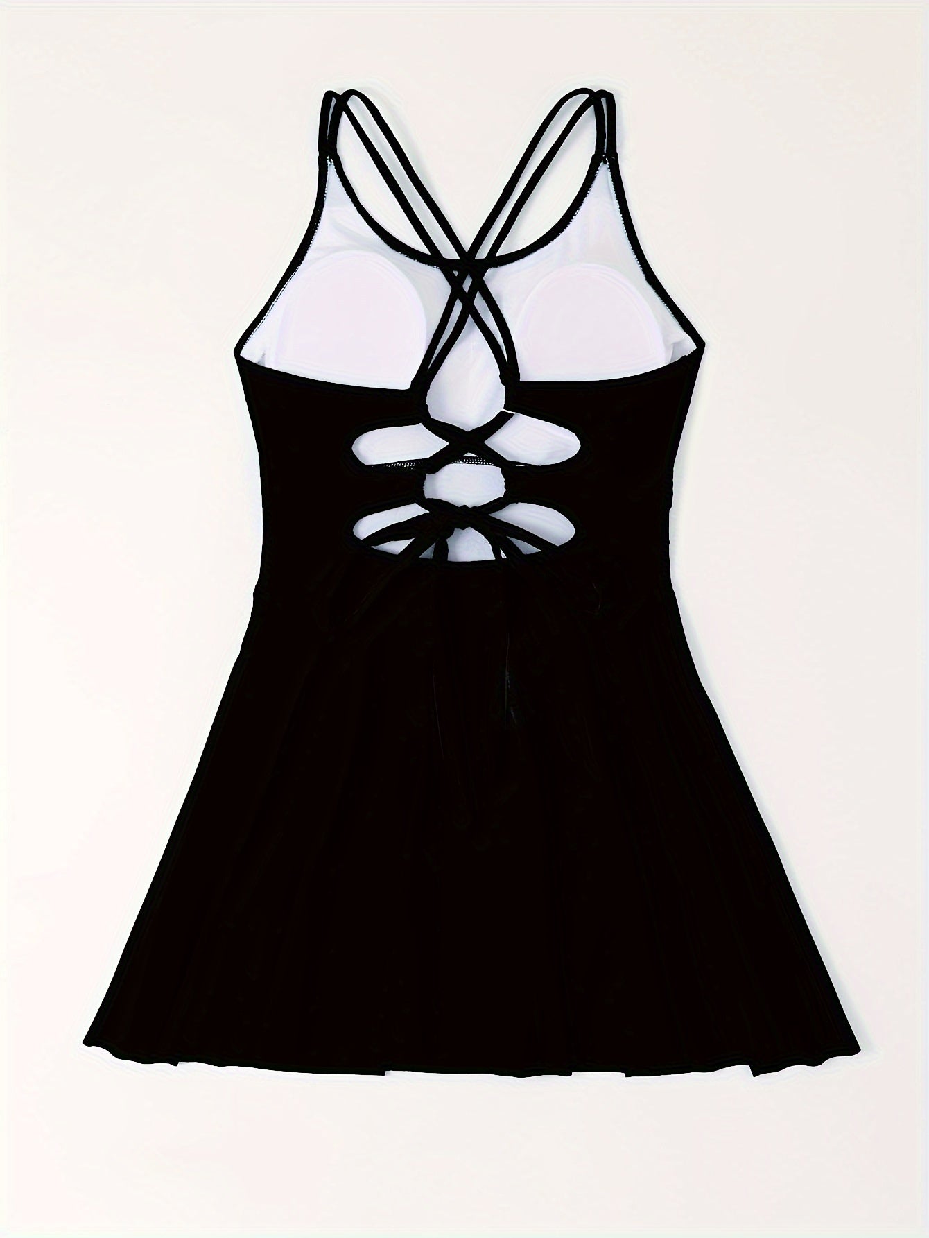  Lace Up Back Ruched One Piece Swimsuit
