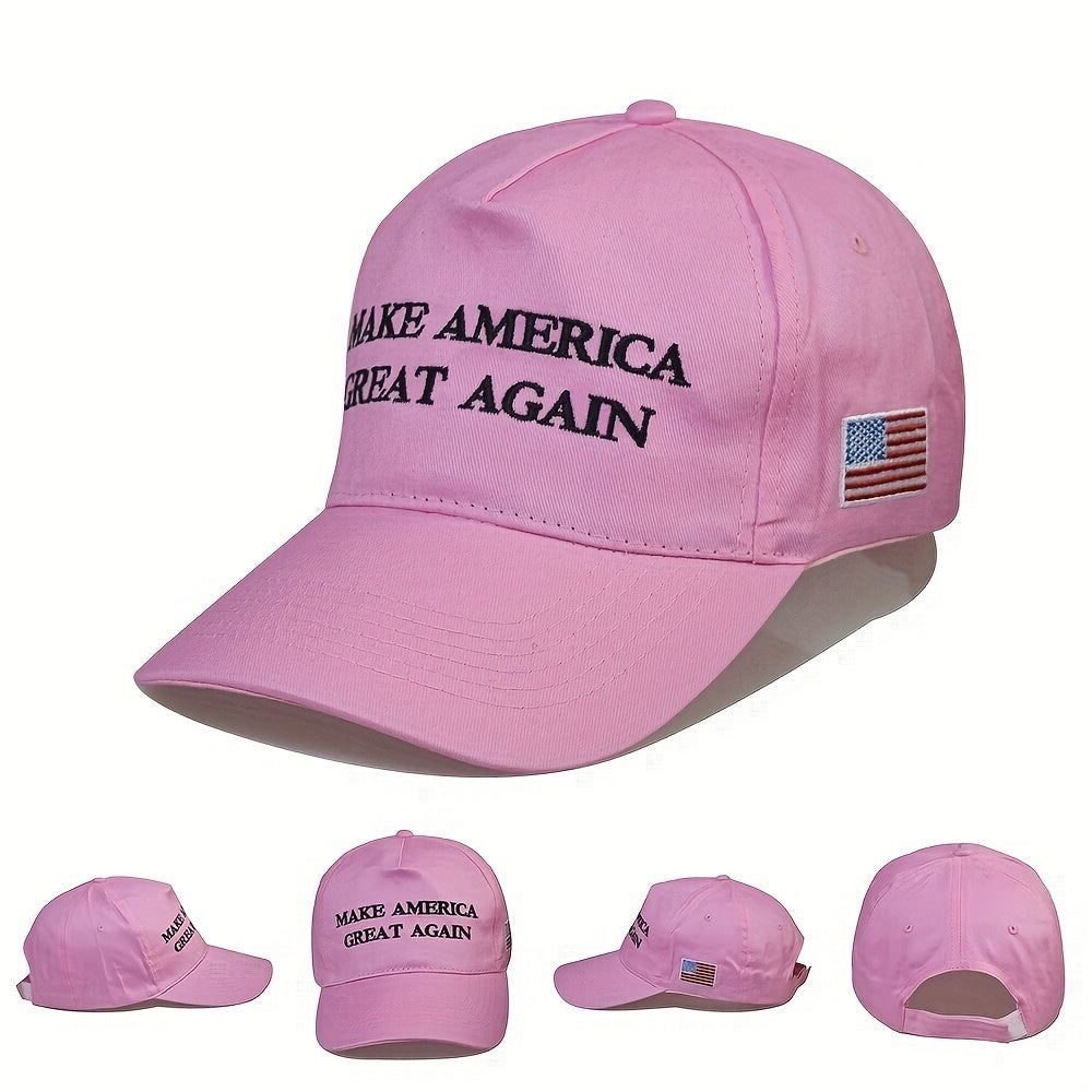 Pink Embroidery Baseball Cap Flag Couple Sun Hat