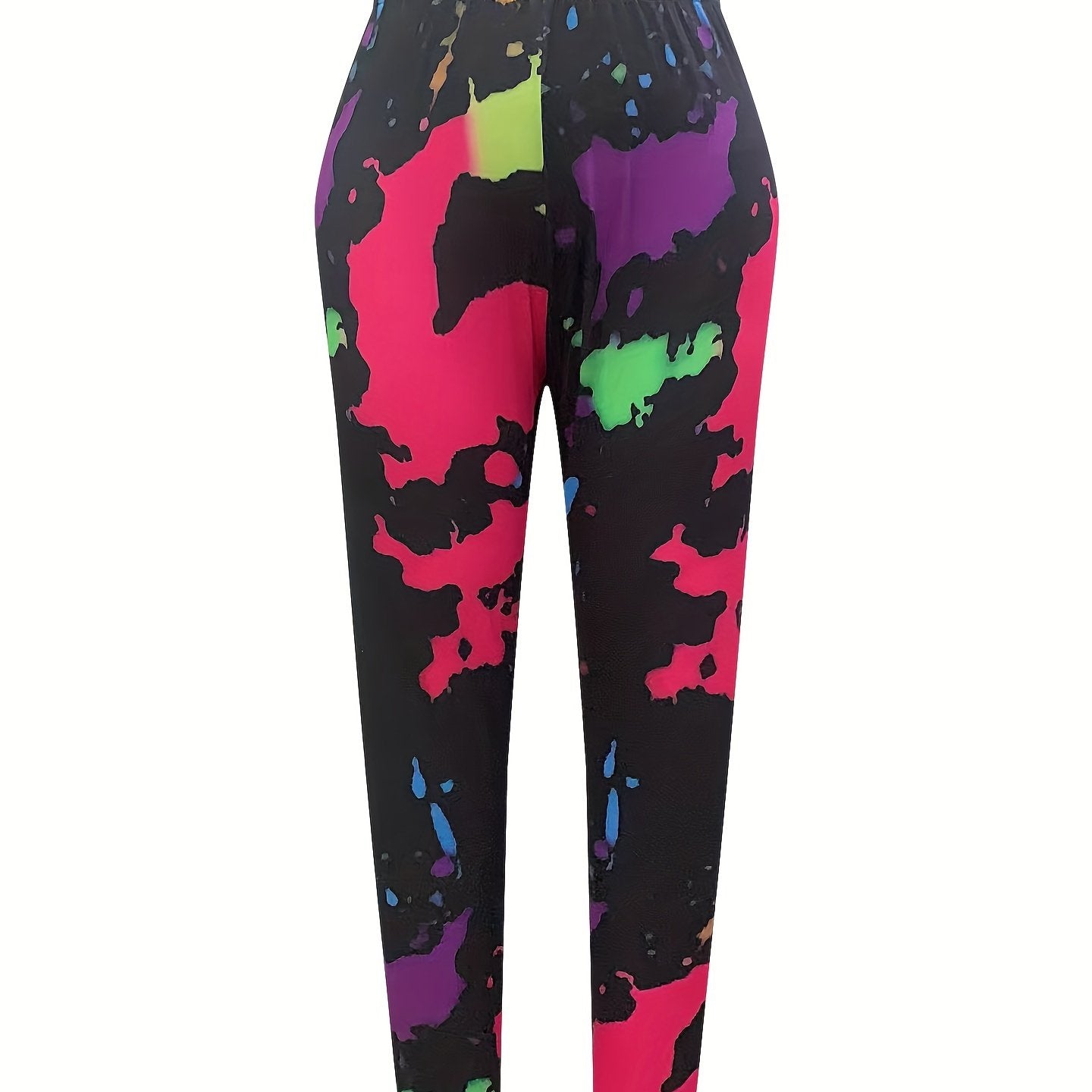  Splash Painting Print High Rise Skinny Trousers
