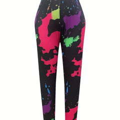 Splash Painting Print High Rise Skinny Trousers