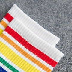 Rainbow Striped Socks Women's Mid Tube Stockings