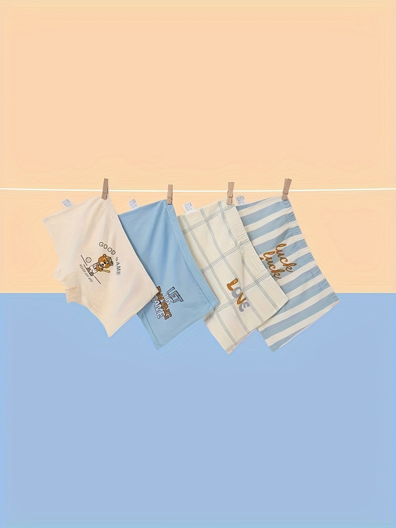 4pcs Boys Dinosaur Seahorse Boxer Briefs Underwear Soft Comfortable Kids Clothes