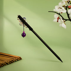 Vintage Cheongsam Hairpin Small Flower Leaves Tassel Wooden Hairpin