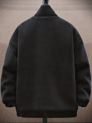 Men's Fleece Stand Collar Jacket Active Zip Up Coat