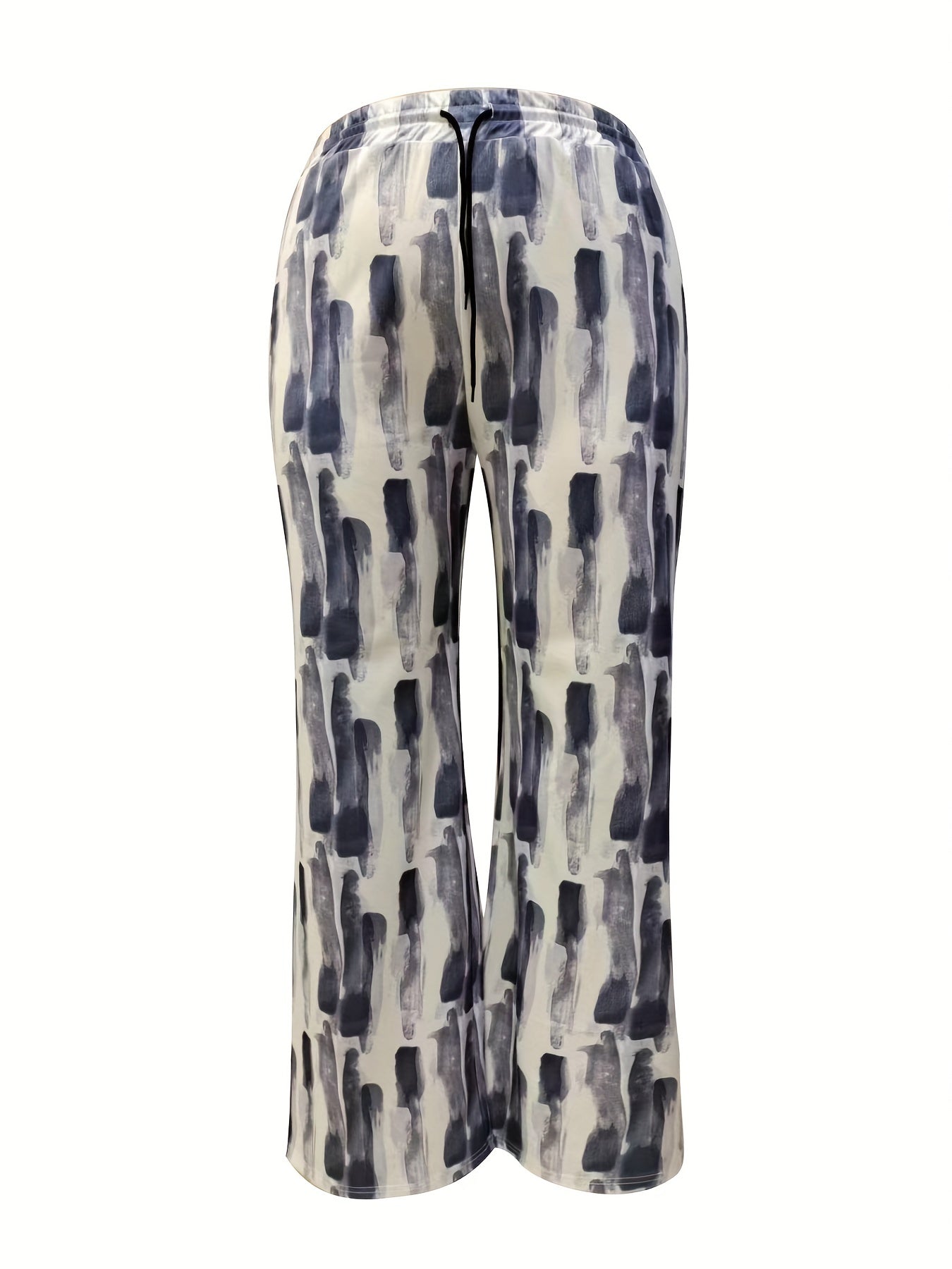  Allover Print Drawstring Wide Leg Trousers