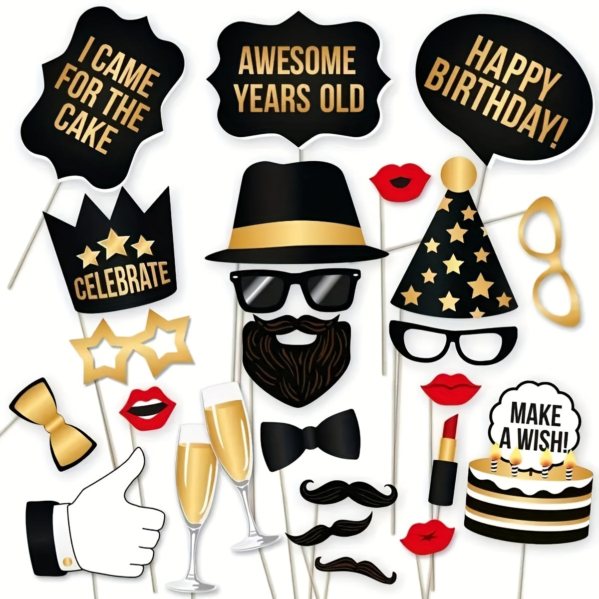 50th Golden Happy Birthday Theme Set - Party Decorations Kit
