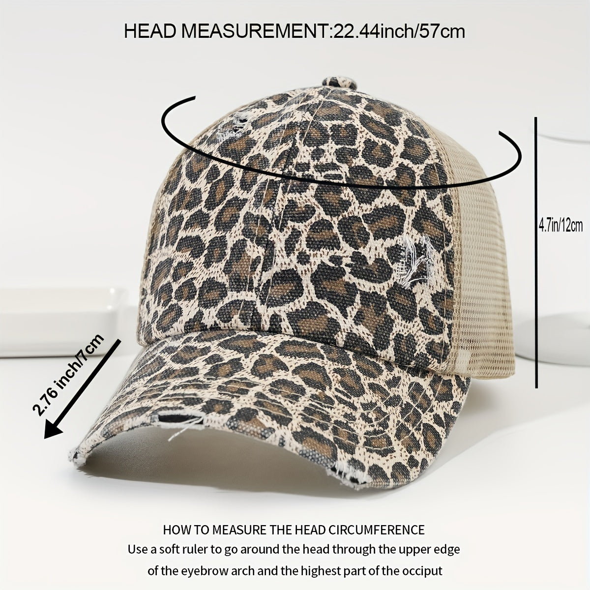 Leopard Print Ponytail Baseball Cap Mesh Trucker Hat