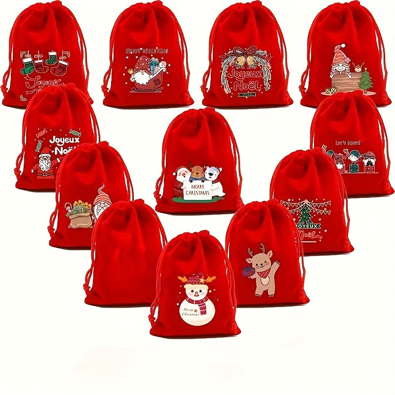 3pcs Christmas Drawstring Bags Christmas Gift Bags Random