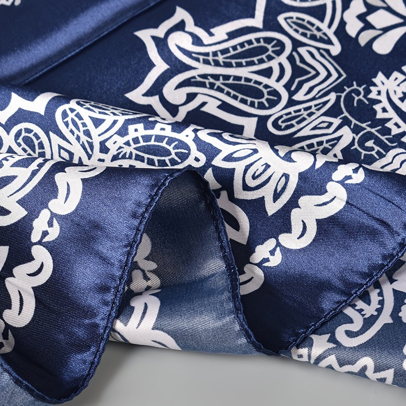 Floral Print Silk Head Scarf Lightweight Hank