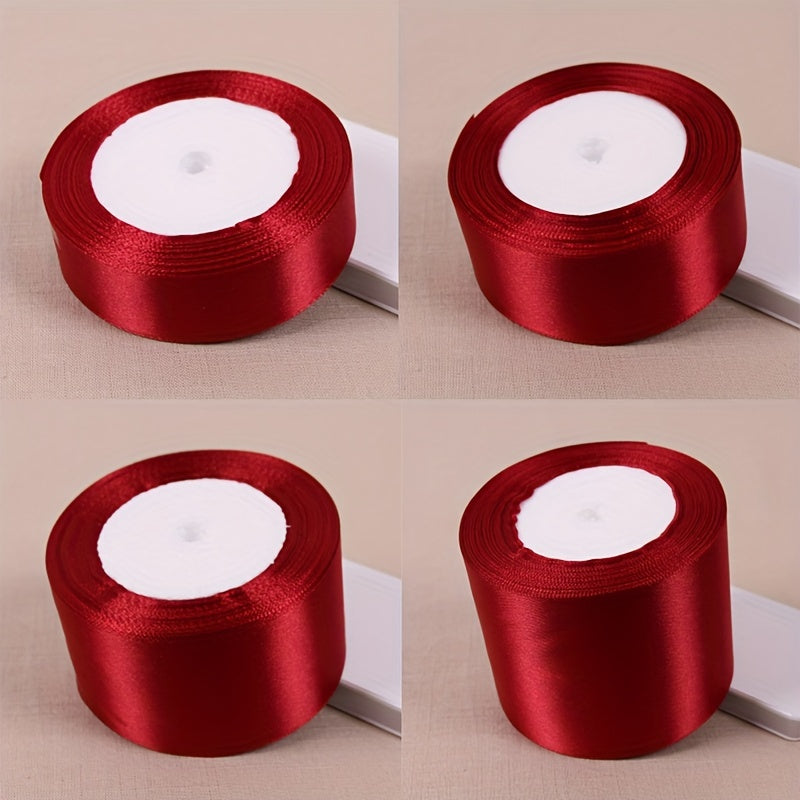 25 Yards Wine Red Silk Satin Ribbon for Weddings and DIY Projects