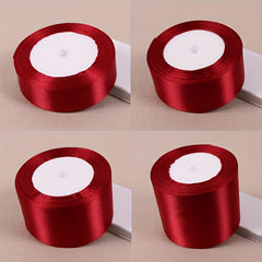 25 Yards Wine Red Silk Satin Ribbon for Weddings and DIY Projects