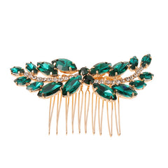 Emerald Green Rhinestone Hair Side Comb Tiara