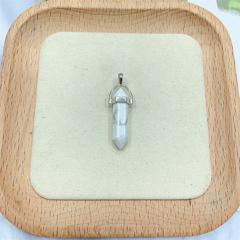 Crystal Tower Pendant Natural Quartz Point Wand Charm Obelisk 41mm