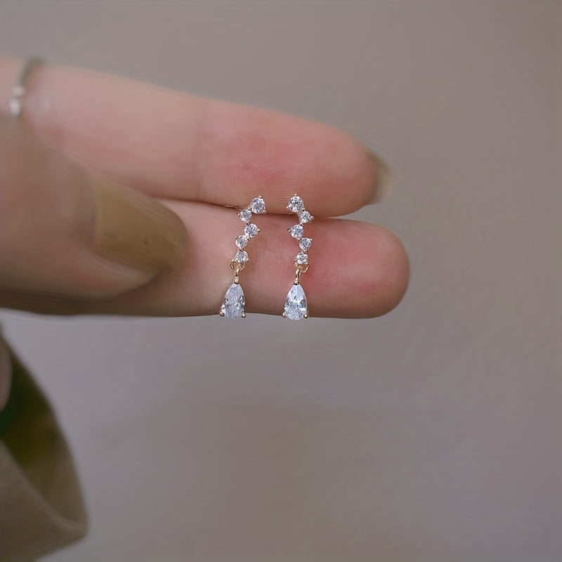 Zircon Stud Earrings 14K Plated Daily Wear Jewelry