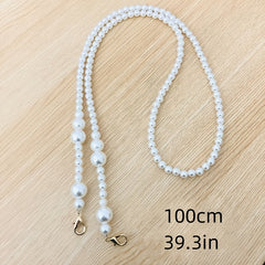 Faux Pearl Beaded Bag Strap Replacement Accessory With Lobster Clasp