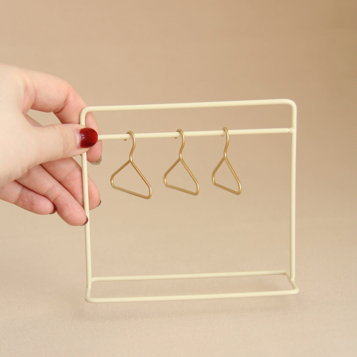 Mini Coat Rack Set with 3 Hangers - Golden Finish