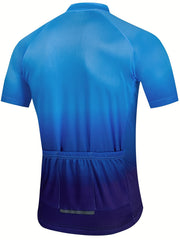 Men's Quick Dry Gradient Cycling Jersey with Back Pockets