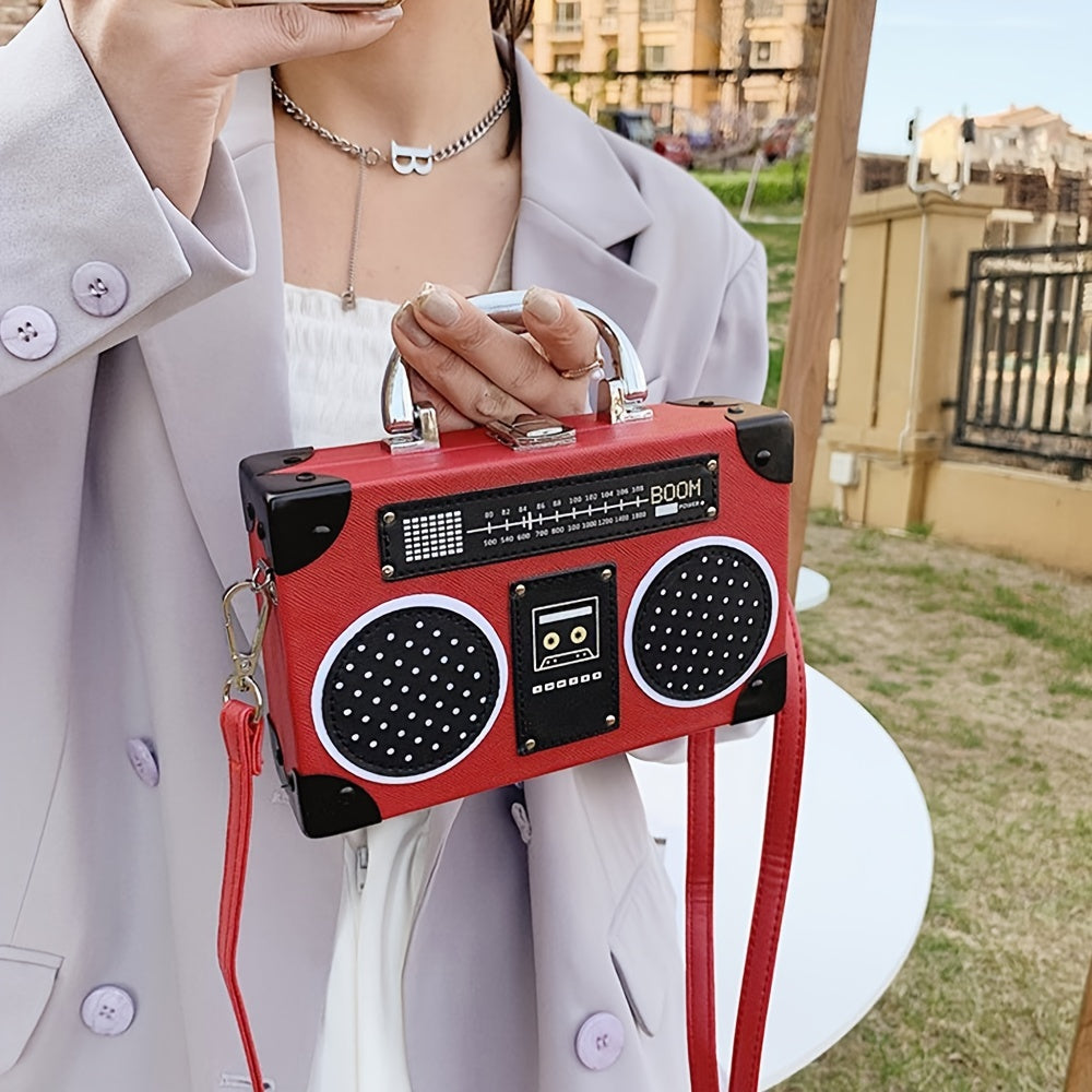 Vintage Mini Radio Crossbody Bag PU Leather Handbag