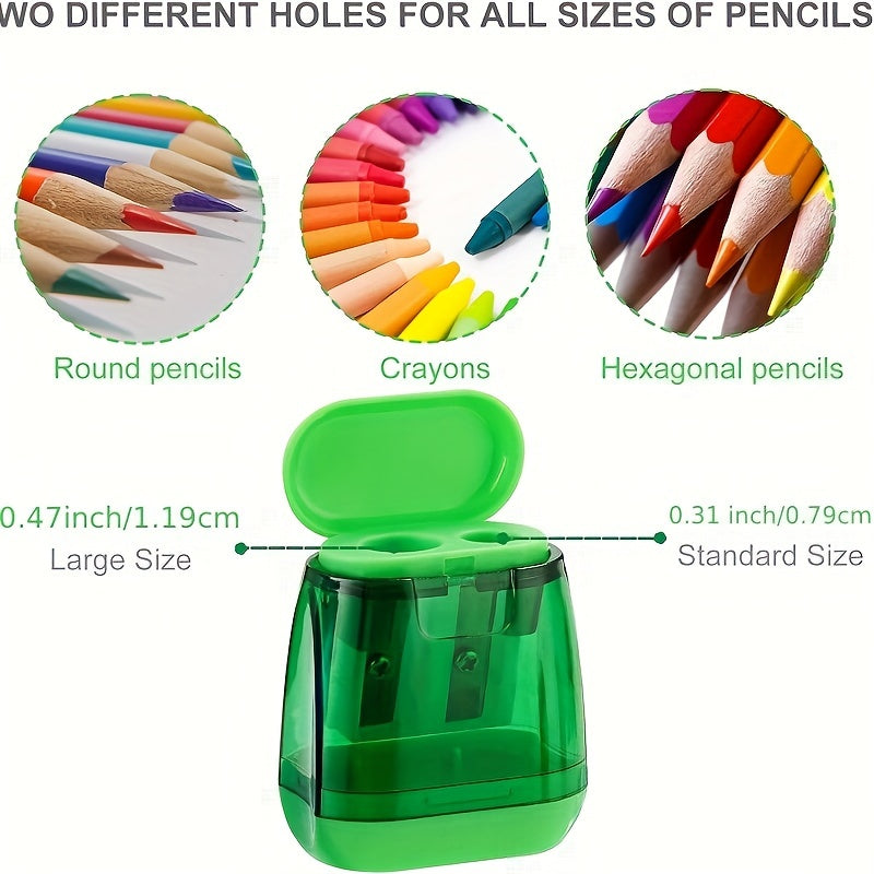 4pcs Double Hole Pencil Sharpener with Cover for Kids & Adults, Colored Pencils