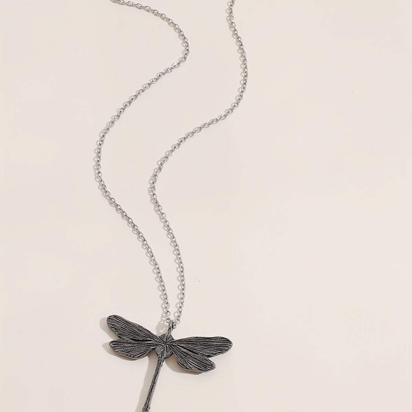 Vintage Dragonfly Pendant Moonstone Necklace Animal Jewelry