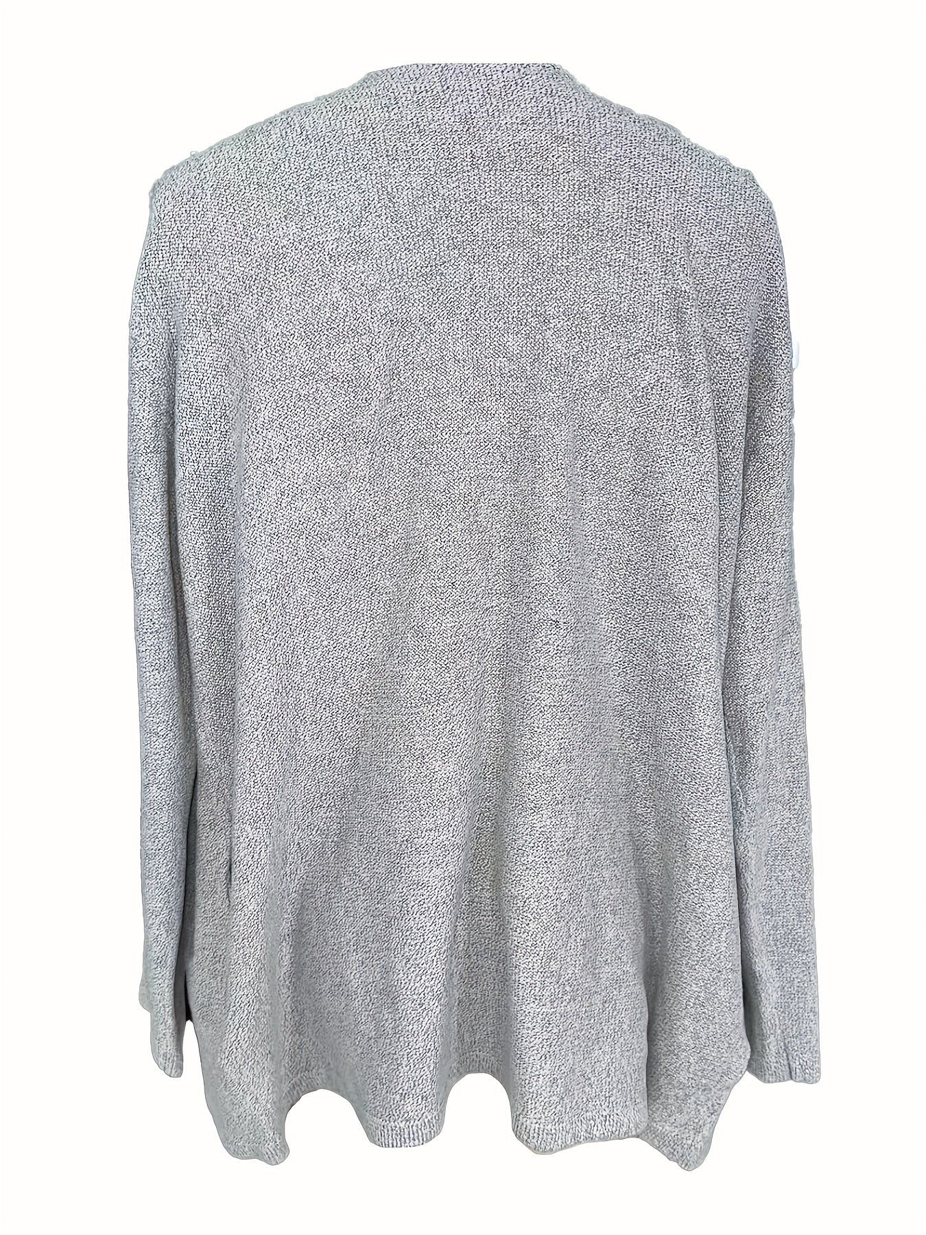  Casual Cardigan Women's Plus Solid Long Sleeve Waterfall Collar