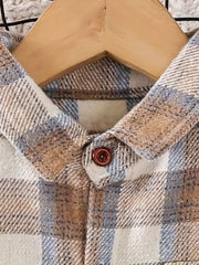 Boys Plaid Flannel Shirts Long Sleeve Button Down Tops Outwear Jacket