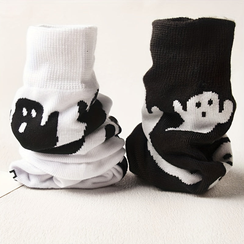 Cartoon Ghost Print Socks Funny Halloween Mid Tube Women's Stockings
