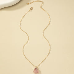 Irregular Crystal Stone Pendant Necklace 14k Plated Women's Necklace