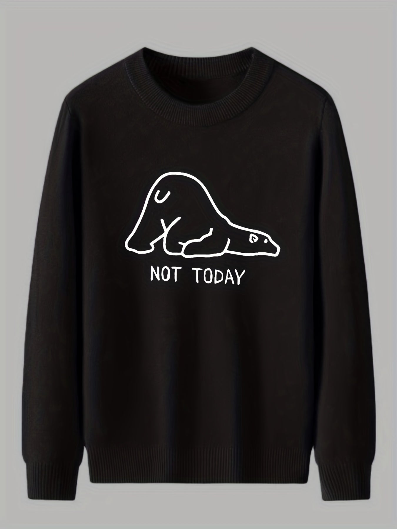 Polar Bear Print Knitted Sweater Men's Casual Crew Neck Pullover for Fall Winter