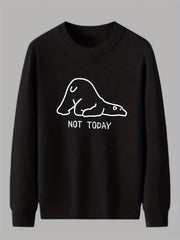 Polar Bear Print Knitted Sweater Men's Casual Crew Neck Pullover for Fall Winter