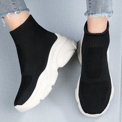Women's Elastic Slip On Sneakers with Thick Bottom