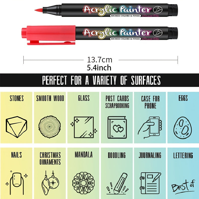 Acrylic Paint Pens Brush Marker Pen - DIY Art Making Supplies