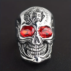 Vintage Skull Head Ring Cracked Ghost Head Rock Men's Ring Size 7 14