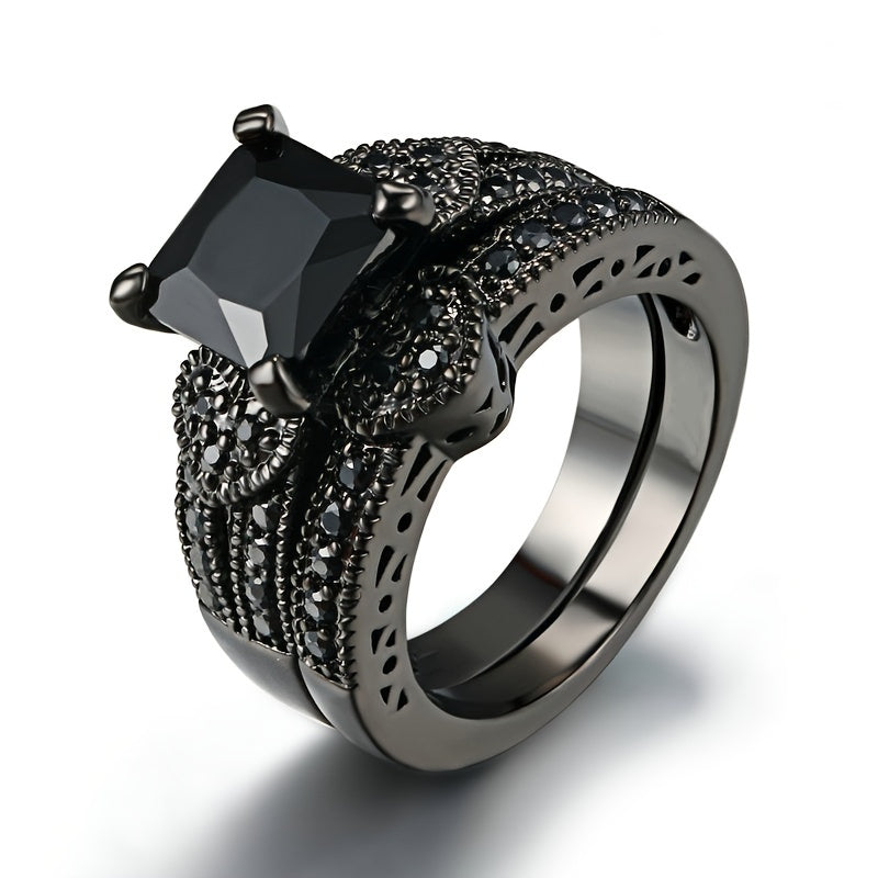 Golden Filled Double Row Diamond Couple Ring