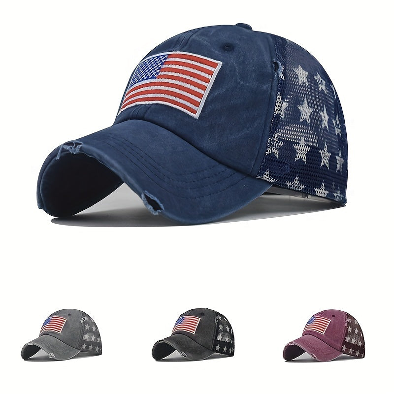 Pentagram American Flag Baseball Cap Outdoor Soft Mesh Cap