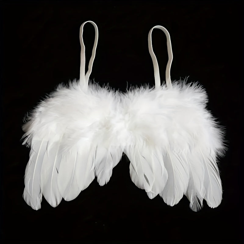 Baby Angel Hair Ring Feather Wings Photo Set