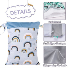 Wet Dry Bag Baby Cloth Diaper Nappy Washable Watercolor Animals