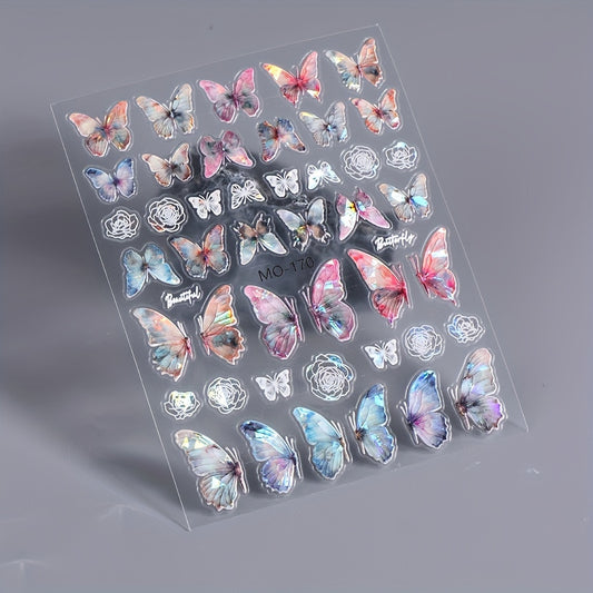 5D Holographic Butterfly Nail Stickers - Manicure Decoration Decals