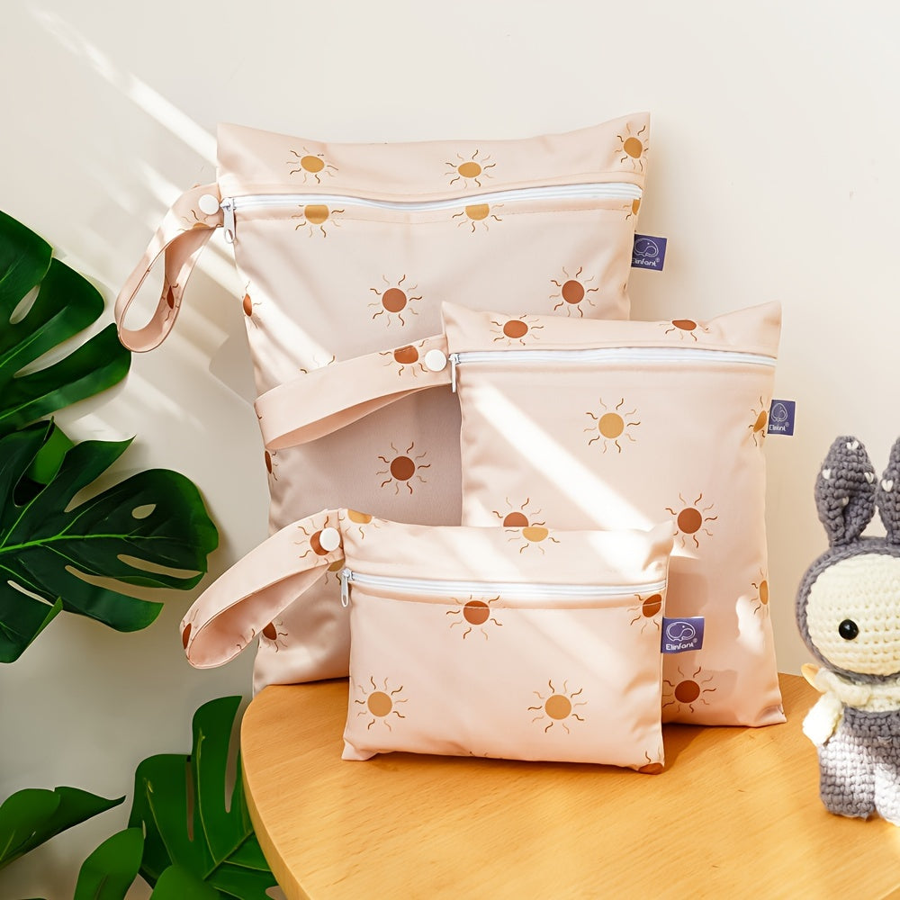 3pcs Sun Print Wet Dry Bag Portable Diaper Bag Menstrual Pad Mini Storage Bag