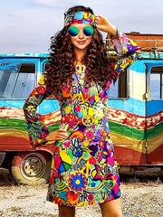  Halloween Dress Women's Plus Allover Print Flared Sleeve