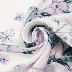 Leaf Print Light Purple Bandana Casual Square Scarf Neckerchief Women