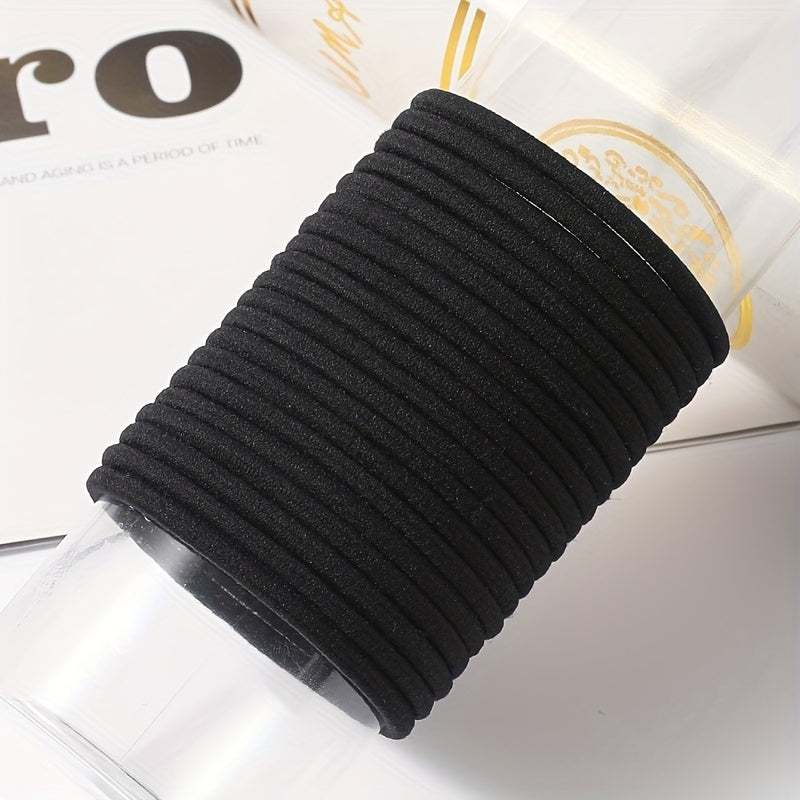 40pcs Black Hair Ties Extension Ring Headwear Hair Rope Rubber Band