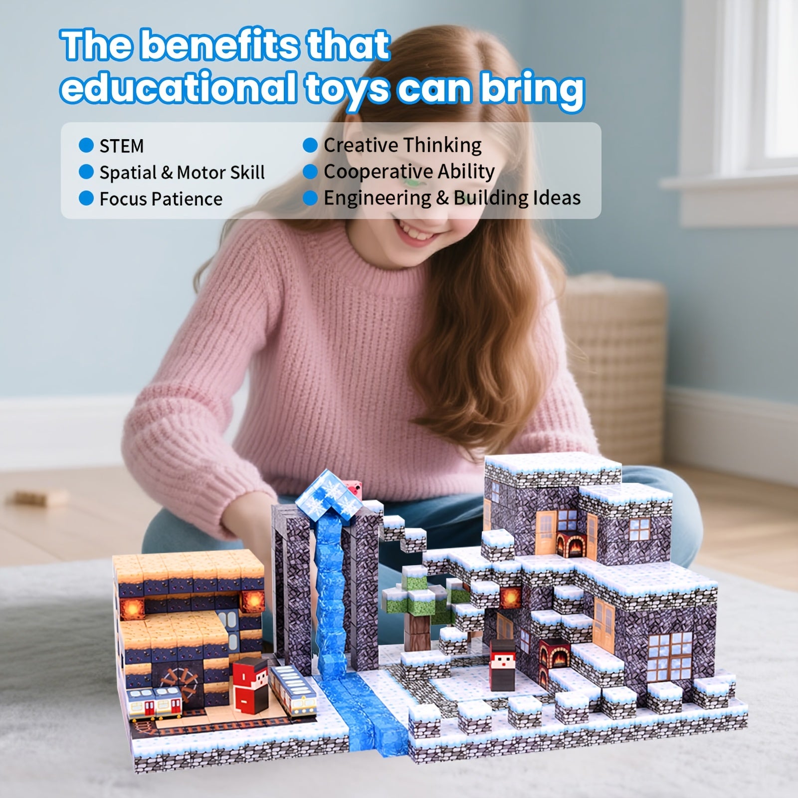 Magnetic Building Blocks Puzzle Educational Toys 100pcs Cube Set