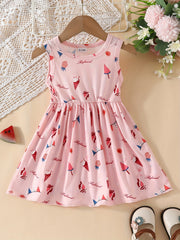 Baby Girls Ice Cream Print Sleeveless Dress